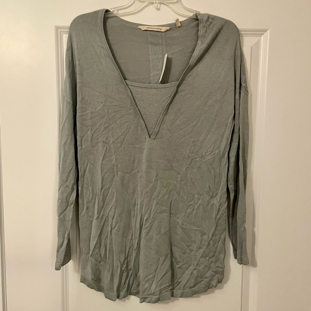 NWT Soft Surroundings Shimmer blue Longsleeve top - Picture 2 of 8